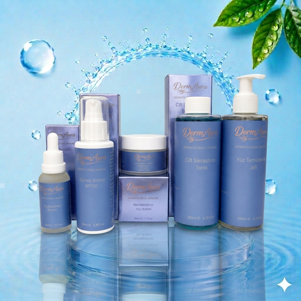 2026/06/1000283681-1.png DermAura Premium Leke Ve Aydınlatıcı Tam Cilt Bakım Seti | Temizleme Jeli, Tonik, Niacinamide Serum, Nemlendirici ve SPF 50+ Güneş Koruması - Image 1