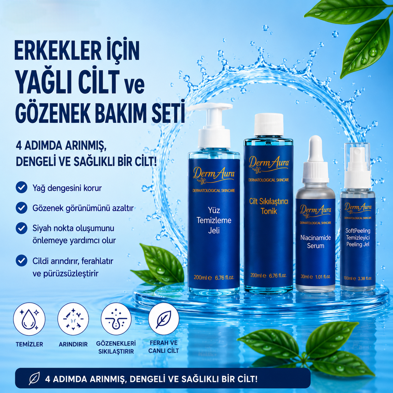 2026/06/1000285136.png DermAura Erkekler İçin Yağlı Cilt ve Gözenek Bakım Seti - Görsel 1