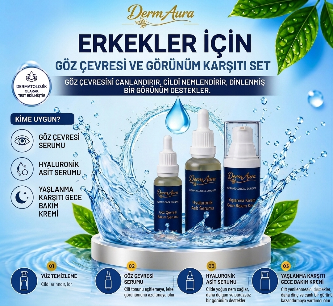 2026/07/1000285047.png DermAura Erkekler İçin Göz Çevresi ve Yorgun Görünüm Karşıtı Set - Görsel 1